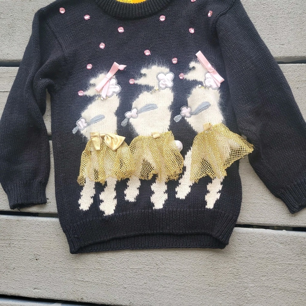 Wee Spree Wool Blended Ballet Poodle Sweater Size 6 L Black